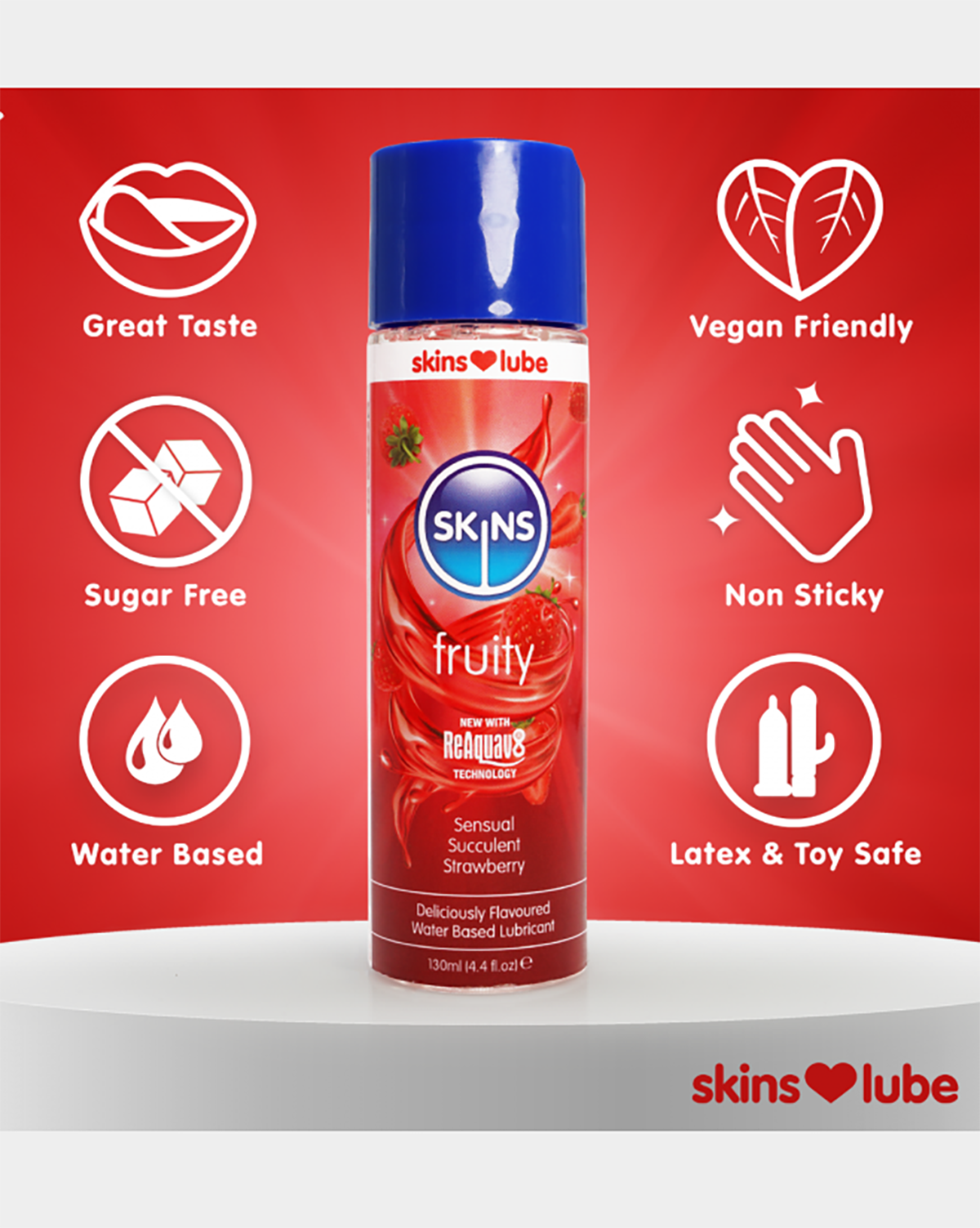 SKINS STRAWBERRY WATER BASED LUBRICANT 130ml