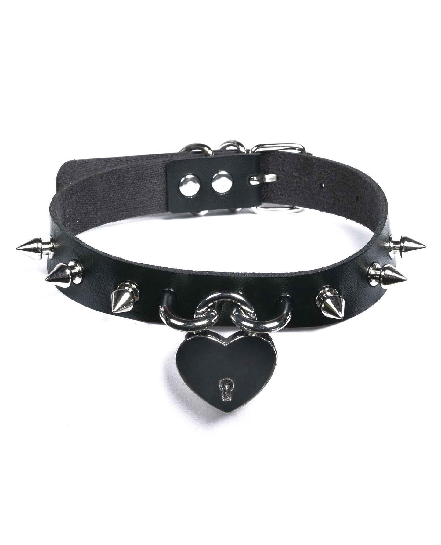HEART SPIKED PADLOCK COLLAR.