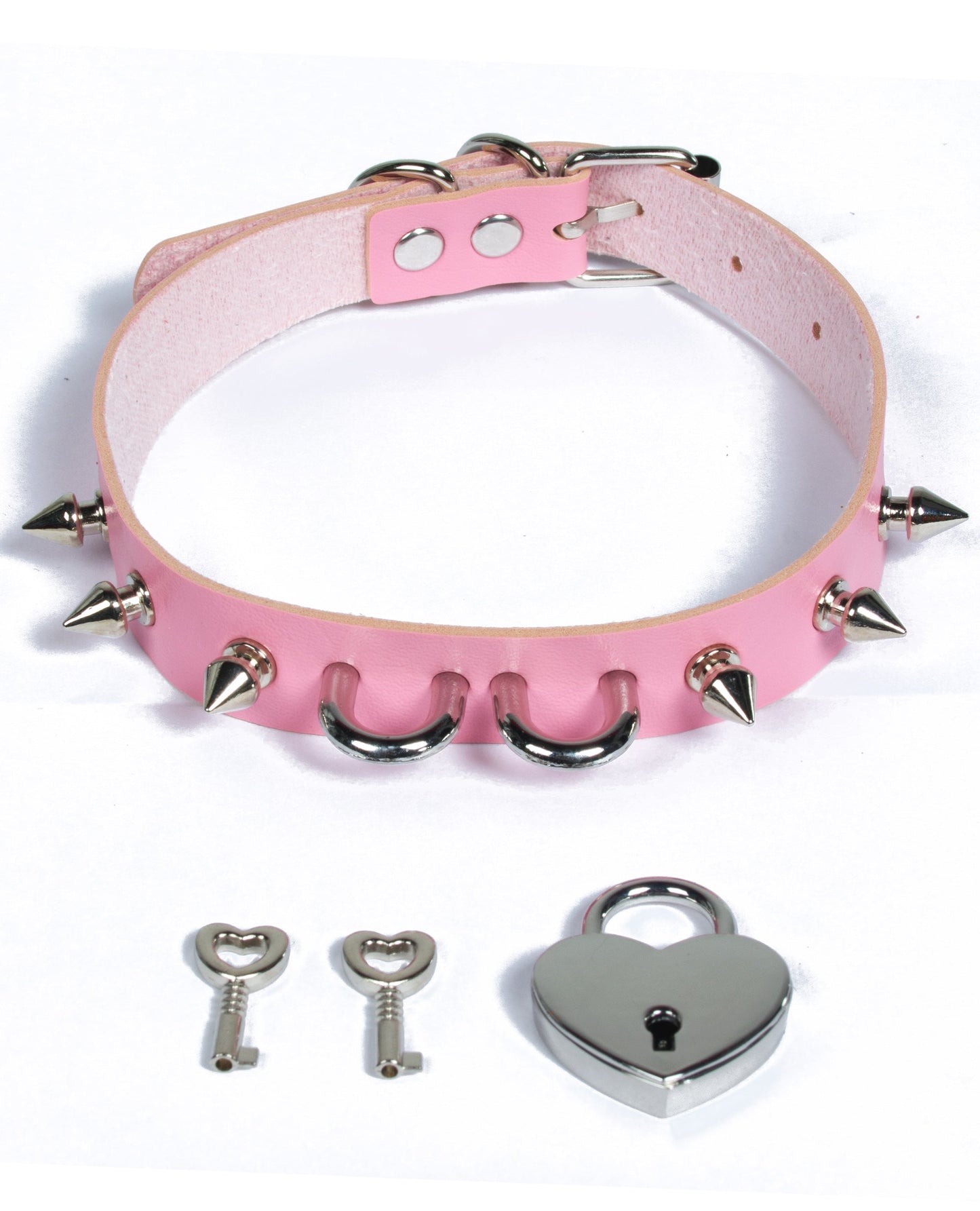 HEART SPIKED PADLOCK COLLAR.