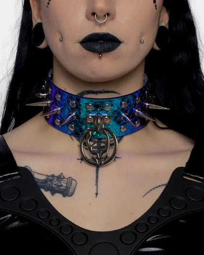 MULTI SPIKE LOGO COLLAR