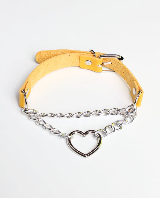 CHAIN HEART COLLAR ELECTRIC BANANA YELLOW