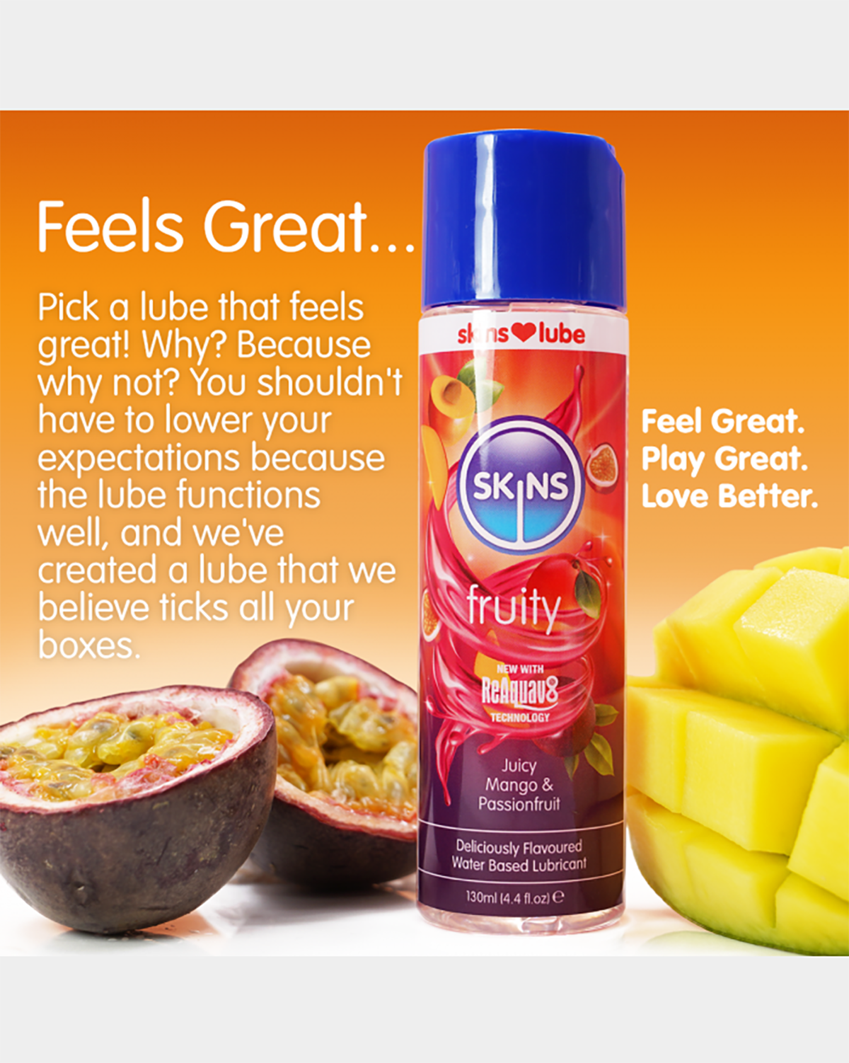 SKINS MANGO & PASSIONFRUIT WATER BASED LUBRICANT 130ml