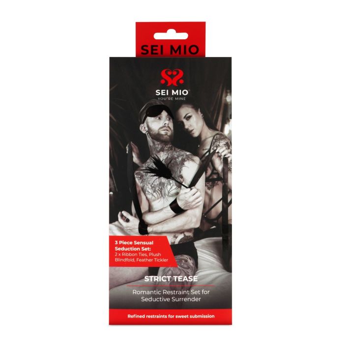 SEI MIO STRICT TEASE - RIBBON TIES BLINDFOLD AND TICKLER KIT